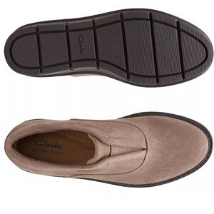 Clarks Airabell Sky Pebble Suede Slip-On Comfort Shoes Beige Size 7